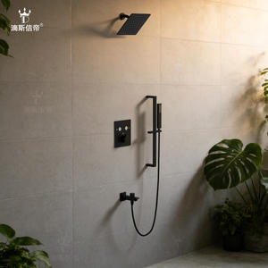 Ensemble de douche thermostatique multifonctionnel tout en cuivre, pomme de douche en acier inoxydable avec écran de douche pour la maison, robinet - Product Image 1