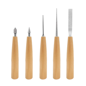 Industrial Grade 5 Sizes DIY Jewelry Crafting Wooden Handle <strong>Bead</strong> <strong>Reamer</strong> Set Hole Awl &amp; Smoothing Spinner <strong>Tool</strong> OEM - Product Image 1