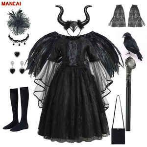 Disfraz de <span class=keywords><strong>Maléfica</strong></span> para Niñas, Vestido de Manga Larga con Encaje Negro, Disfraz de Halloween, Disfraz de Carnaval - Product Image 1