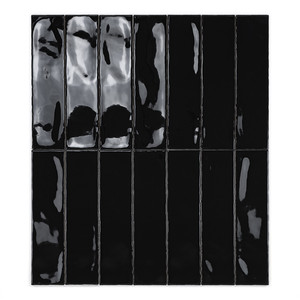 Piastrelle Nere Lucide Naturali 6x12 Pollici per Pareti e Pavimenti - Product Image 1