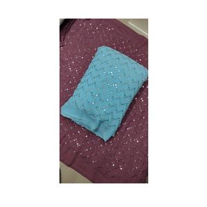 Wholesale Factory Supply Zigzag Design Embroidery Sequence Georgette Fabric with 44 Width From Indian Exporter - Product Image 1