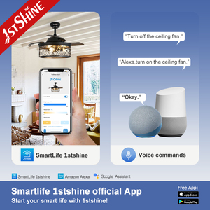พัดลมเพดาน1stshine ดีไซน์เรียบง่ายสีดำสีซ่อนเร้นพัดลมเพดานขนาด42นิ้วพร้อมไฟ - Product Image 6