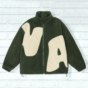 Vêtements d'extérieur d'hiver à fermeture éclair sur mesure Vêtements d'extérieur avec logo personnalisé pour hommes Veste <span class=keywords><strong>polaire</strong></span> Sherpa chaude en <span class=keywords><strong>polaire</strong></span> - Product Image 2