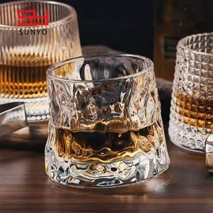 Sunyo Ripple Like Whiskey <strong>Glass</strong> Cup Support Custom Shape and Logo Handmade Lead Free Crystal Rock <strong>Glass</strong> Whiskey <strong>Glass</strong> - Product Image 4