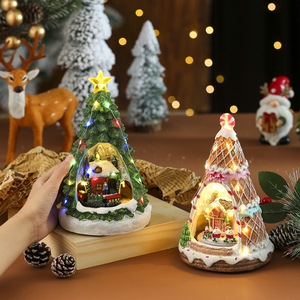 Glowing Music Box Night <b>Light</b> Doll Resin Eco-Friendly Traditional 17x26.5cm <b>Christmas</b> <b>Tree</b> Desktop Decoration <b>Christmas</b> - Product Image 3