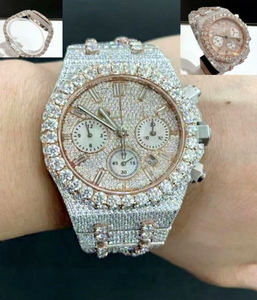 Reloj de Lujo Automático con Cristales de Acero Inoxidable, Moissanita VVS que Pasa la Prueba del Diamante, con Cierre de Brazalete - Product Image 1