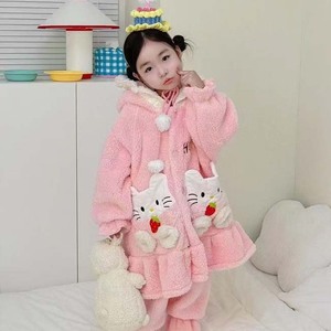 Set <span class=keywords><strong>Pigiama</strong></span> per Ragazze - <span class=keywords><strong>Pigiama</strong></span> Lungo con Fodera in Pile, Giacca in Pile Corallo con Cappuccio, Set da Bagno - Product Image 3