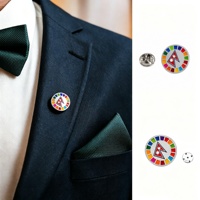 Badge de revers en métal émaillé rond, personnalisé, drapeau du Népal, ODD de l'ONU, souvenir NGO, émail souple, Objectifs de Développement Durable, vente en gros