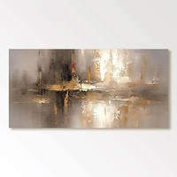 Grande Peinture Murale Abstraite Silencieuse du Lever du Soleil en Plâtre, Art Contemporain Fait Main en Acrylique sur Toile, Nature Morte pour la Maison et la Galerie