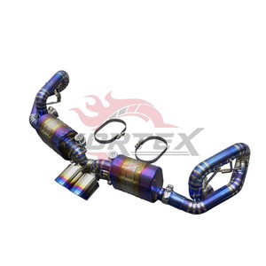 ท่อไอเสียแบบ Catback วาล์วไทเทเนียม Vortex สำหรับ Porsche 911 GT3 991 4.0L Flat-6 สีฟ้าเบิร์นพายคัท ปลายท่อคู่ตรงกลาง - Product Image 2