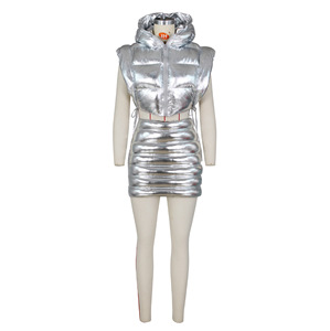 Winter Motorcycle Solid Shiny Sleeveless Zipper Vest Top Hooded <strong>Jacket</strong> Cropped Faux Tie up <strong>Puffer</strong> Down Coat Women Vest <strong>Jacket</strong> - Product Image 4
