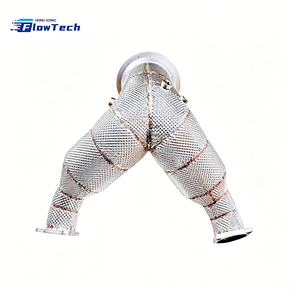 ท่อลงเทอร์โบ High Flow Racing สำหรับ Audi S4 S5 B9.5 3.0T EA839 ผลิตจากสแตนเลส 304 พร้อมแผ่นกันความร้อน สำหรับอัพเกรดระบบไอเสีย - Product Image 1