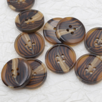 Boutons en résine imitation corne de buffle, couleur café mat, plats, 4 trous, logo laser personnalisable pour costumes, manteaux et pulls