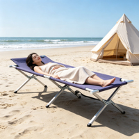 Lit de camping pliable rapide en tissu Oxford 600D, lit de camp portable avec cadre en alliage d'aluminium robuste pour la plage, la pêche et les voyages