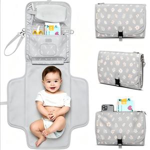 Housse de matelas à langer pour bébé en <span class=keywords><strong>coton</strong></span> polyester personnalisée, pliable, portable, sac à couches, tapis multifonctionnel, réutilisable, imperméable - Product Image 2