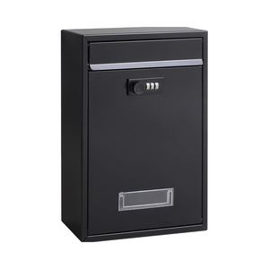 Wall-Mounted Black Metal <b>Locking</b> Mailbox SM-0601CM Medium Vertical Design Combination Lock Large Capacity Indoor/Outdoor Use - Product Image 1
