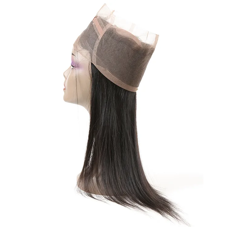 straight brazilian cuticle alinged remy vendor human hair 360 lace frontal closure