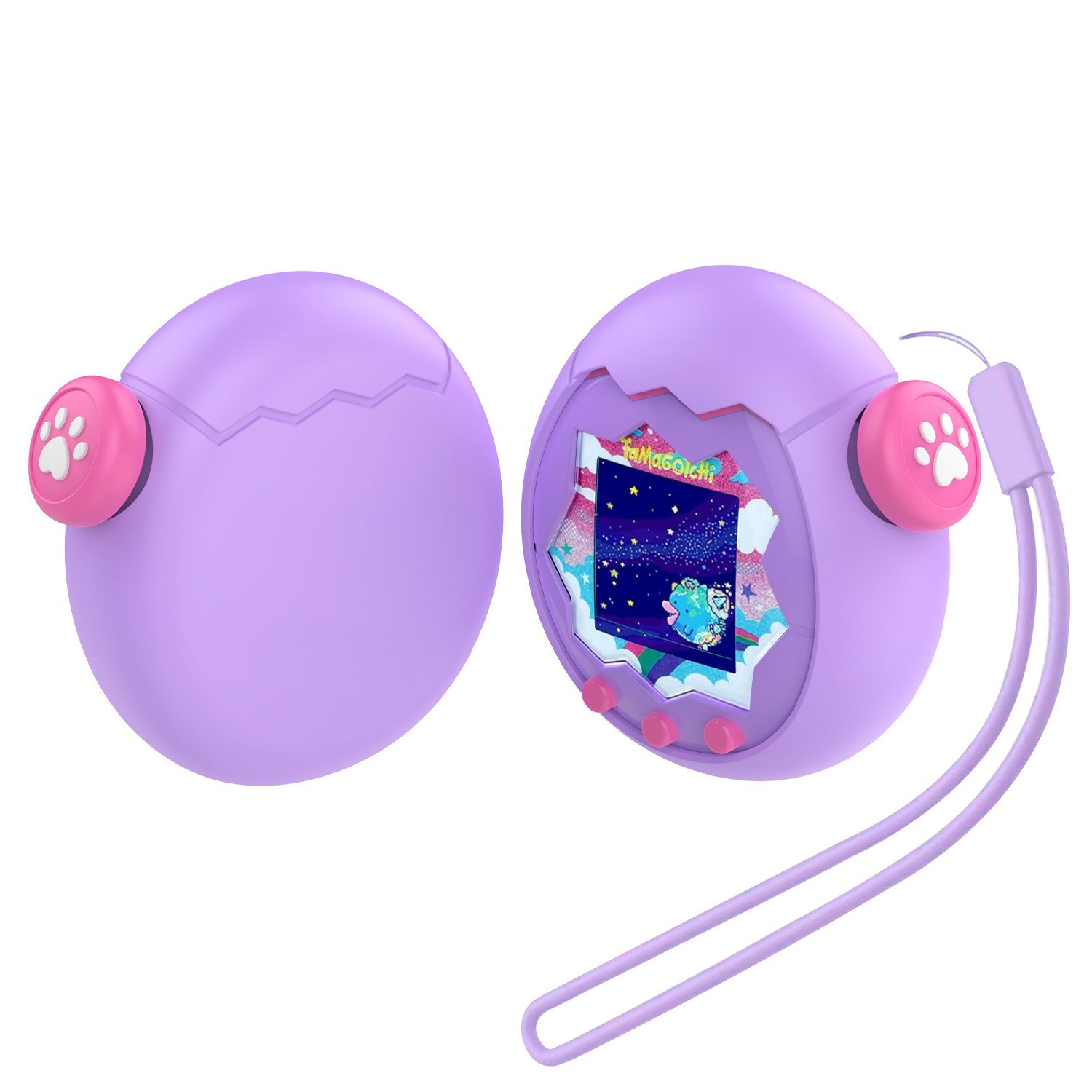 Lanière plate violette + capuchon de clé