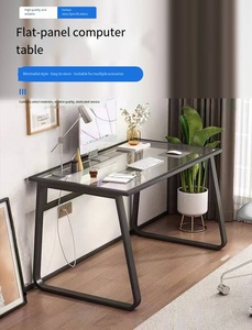 Bureau d'ordinateur de bureau simple, salle d'étude de table en verre à la maison bureau pour une personne seule bureau d'apprentissage pour étudiants - Product Image 6