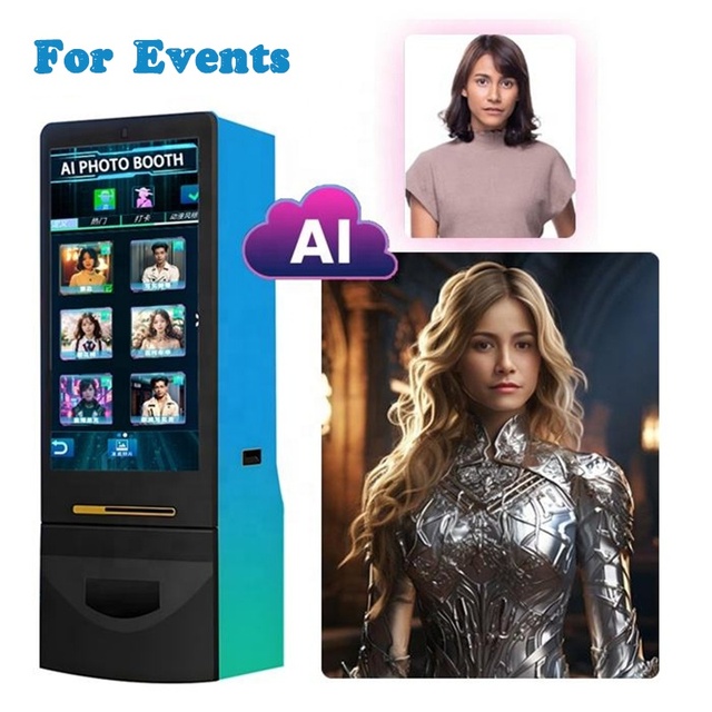 Ai Photo Booth Art Generator From Digital Face Recognize Interactive Touch Screen Booth Printer Machine for Exhibits Ads Events