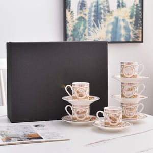 Juego de 6 Tazas y Platos de Porcelana Turca Concentrada, Recipiente de Cerámica para Bebidas Calientes, Nuevo y en Oferta - Product Image 1