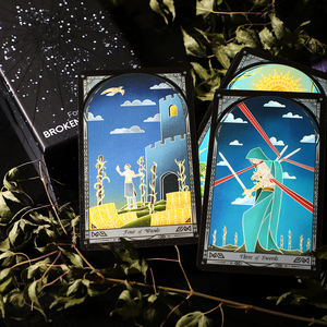 <span class=keywords><strong>Mazzo</strong></span> di Tarocchi Specchio Rotto Quarta Edizione, <span class=keywords><strong>Carte</strong></span> in Stile Vetro Dipinto, Bordo Argento Laser - Product Image 3