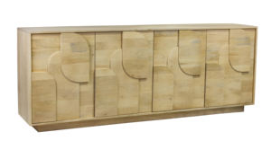 Buffet en bois massif naturel Paxton avec panneaux avant texturés et rangement spacieux - Product Image 4