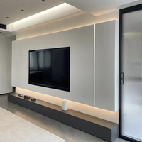 Meuble TV en bois de style moderne avec éclairage LED et rangement, ensemble de meubles TV et table basse pour salon et hôtel