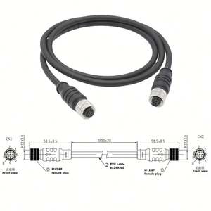 Westsam M12 8 broches femelle à femelle câble droit IP67 connecteur rond électrique en laiton matériel connecteur de fil fabrication - Product Image 5