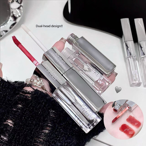 ลิปกลอสแบบสองหัว ยี่ห้อของเราเอง รุ่นขายดี เนื้อแมตต์ กลิตเตอร์ ฉ่ำวาว กันน้ำ ไม่เหนียวเหนอะหนะ วีแกน ป้องกันแสงแดด บำรุงริมฝีปาก - Product Image 3