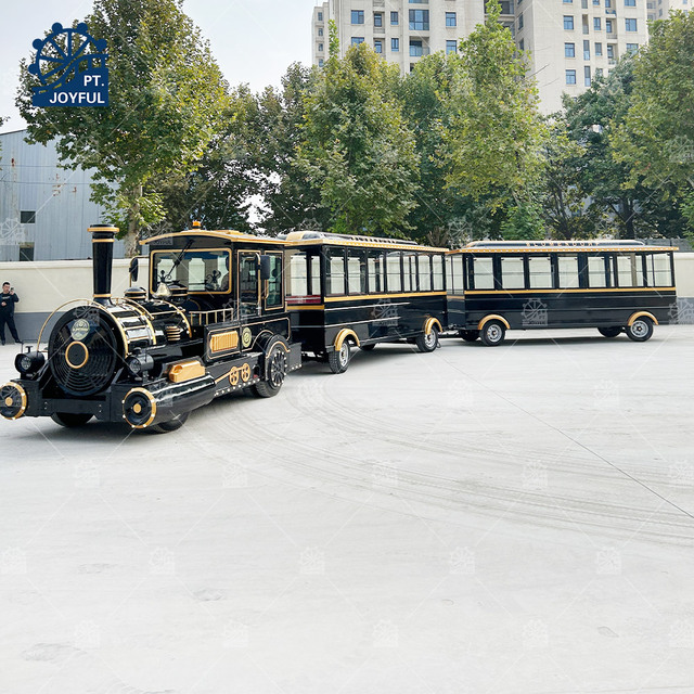 72 Passengers Sightseeing Amusement Park Outdoor Tourist Dotto Train Rides Diesel Trackless Train With Enclosed Coach