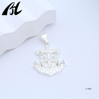 Pendentif Ancre Argentée L-1050, Relief Vierge Marie Jésus, Collier Religieux, Cadeau pour Croyant, E-commerce transfrontalier