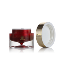 Emballage cosmétique acrylique de luxe 30ml 50ml Pots de crème transparents avec pot intérieur en goutte d'eau rouge Bouchon doré brillant