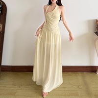 Nouvelle robe d'été pour femmes, mode tendance, plissée 3D, taille cintrée, asymétrique, semi-transparente