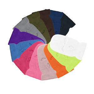 Balaclava wajah penuh warna murni masker Balaclava rajutan tiga lubang akrilik sejuk Logo kustom - Product Image 5