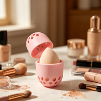 Support en silicone pour éponge de maquillage, étui de rangement portable pour houppette cosmétique, conteneur lavable pour éponge de maquillage