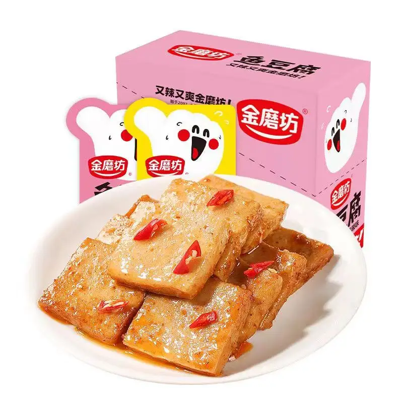 JinMoFang – 20g de poisson instantané Tofu, multisaveur, BBQ/fruits de mer/épicée/Snack chinois Piquant, vente en gros