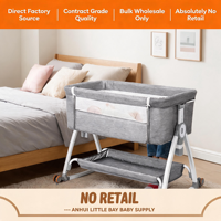 Lit bébé 3-en-1 avec cadre métallique et roulettes, réglable en hauteur, pliable facilement, matelas pour nouveau-né gris