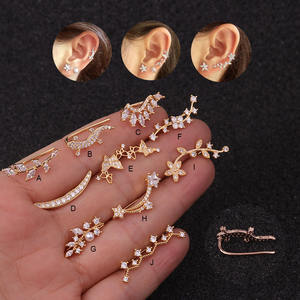 ต่างหูแบบหนีบหูรูปดอกไม้ ใบไม้ ตุ๊กแก  ชุบทอง  จำนวน 50 ชิ้น/ล็อต - Product Image 1