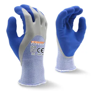 ENTE安全新设计防滑乳胶双浸砂质涂层饰面建筑柔性工作手套
