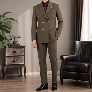 Costume croisé <span class=keywords><strong>pour</strong></span> homme, style italien, en laine peignée, <span class=keywords><strong>pour</strong></span> affaires, mariage, <span class=keywords><strong>cérémonie</strong></span>, ensemble blazer et <span class=keywords><strong>pantalon</strong></span>, luxe, <span class=keywords><strong>pour</strong></span> mariage, plage, soirée, bal de promo - Product Image 5