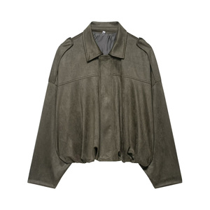 Blouson d'aviateur en simili daim à manches longues personnalisé pour femmes <span class=keywords><strong>manteau</strong></span> de style pilote fabricant direct de l'usine vente en gros <span class=keywords><strong>manteau</strong></span> de <span class=keywords><strong>velours</strong></span> pour vêtements d'extérieur - Product Image 3