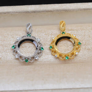 Colgante de Encaje Floral de Plata S925 Vintage con Perla de Imitación de 10.3mm, Bandeja Vacía Semiterminada para DIY JG5300 - Product Image 1