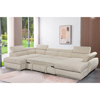 Sofá Cama Convertible de Dos Plazas en Forma de U, Diseño Europeo, sin Brazos, Modular, con Tapizado de Terciopelo y Relleno de Esponja, para Apartamentos