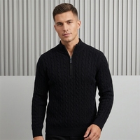 Pull Polo Homme Personnalisé en Maille Câblée à Col Montant et Manches Longues – Style Business Décontracté pour Tenue Quotidienne – Prise en Charge OEM et Commandes en Gros