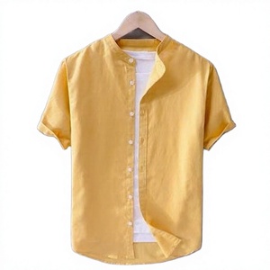 เสื้อเชิ้ตบลูริกกี้ออร์แกนิคทรงทางการ คอจีน แขนสั้น ลายทาง พิมพ์ลาย ผ้าฝ้าย 100% สำหรับผู้ชาย ฤดูใบไม้ผลิ เป็นมิตรกับสิ่งแวดล้อม ขายดี - Product Image 1