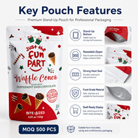 Sachet refermable personnalisé pour snacks, bonbons et biscuits, en PE/aluminium alimentaire, recyclable, avec fermeture éclair, type stand-up