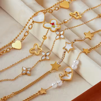 Pulseras de Cadena XIXI de Marca, Joyería de Moda Impermeable con Trébol, Accesorios para Mujer de Acero Inoxidable Mixto Chapado en Oro de 18K