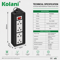 Caja de Enchufes Industriales Kolani IP44 Resistente a la Intemperie, con Interruptor de Encendido con Indicador Rojo, PVC Ignífugo para Taller y Construcción