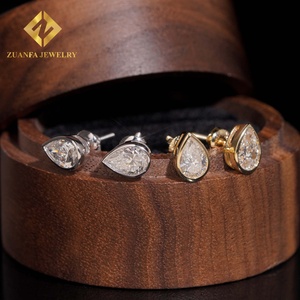 Pendientes de Oro 10K con Diamantes de Laboratorio Corte Pera NGIC VVS, Engaste de Garra, Joyería de Moda para Mujer, Pieza Destacada - Product Image 5